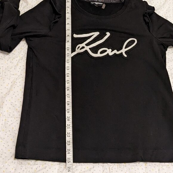Karl LAGERFELD black ruffle sweatshirt letters Medium B1 - Picture 8 of 13